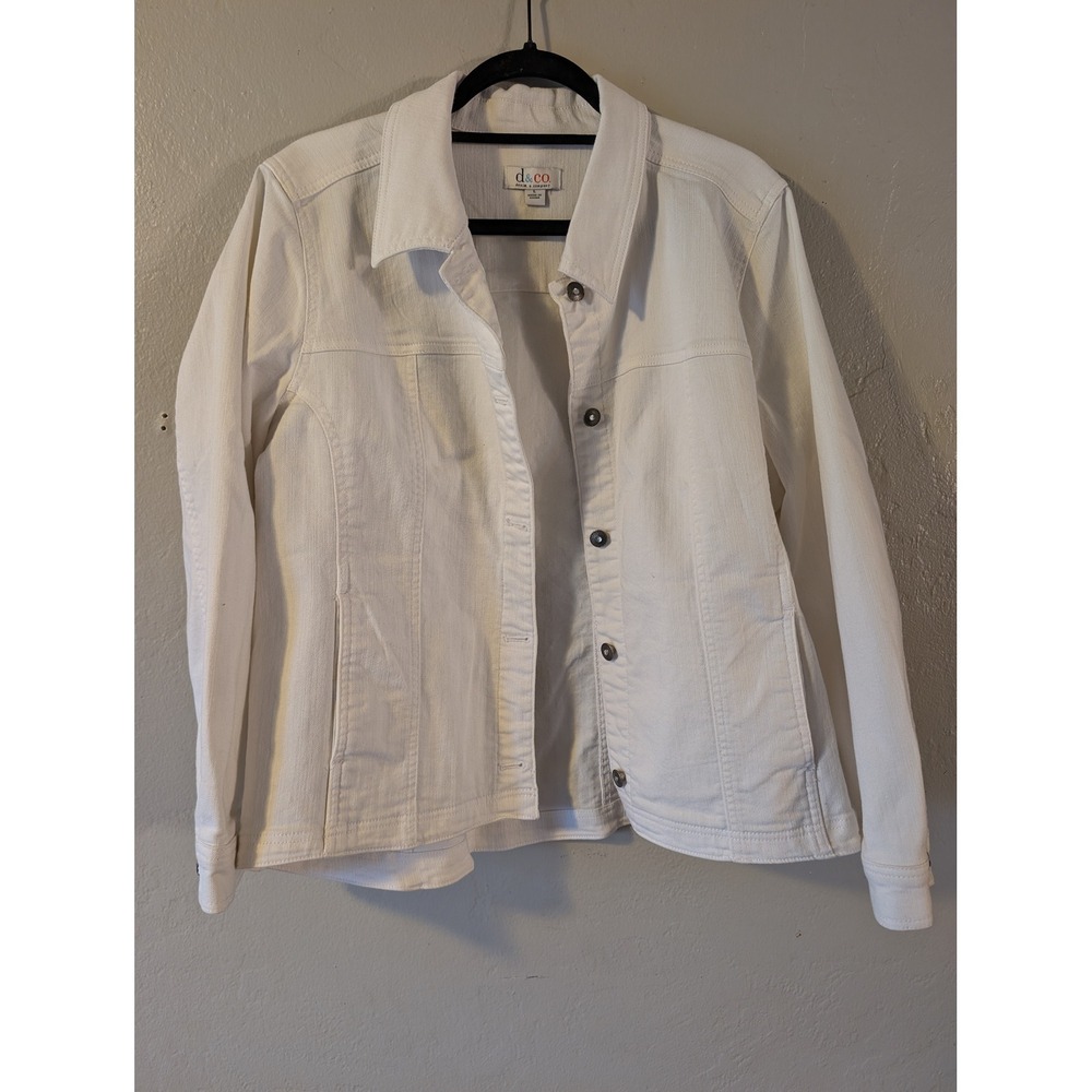 White Denim Button up Jacket womens size L